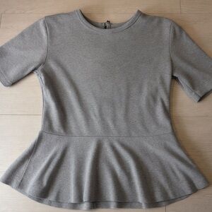 Gap Shirt, Women's Size Small, Gray, Zip On Back, Short Sleeve Peplum